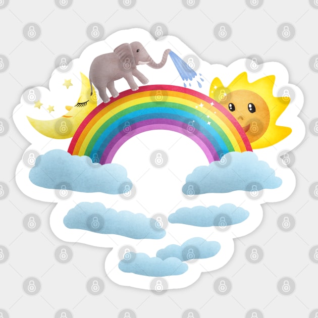 Starting a new day by crossing the rainbow bridge Sticker by CleanRain3675